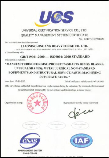 ISO9001:2000 Quality Management System Certificate (English Version)